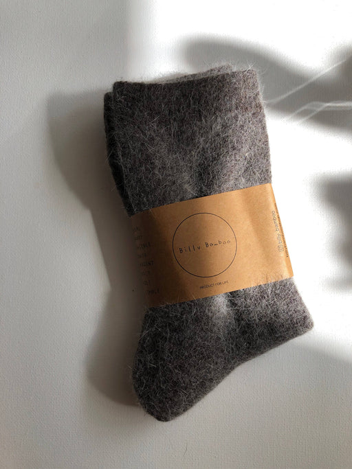 FLUFFY ANGORA SOCKS | Dark brown