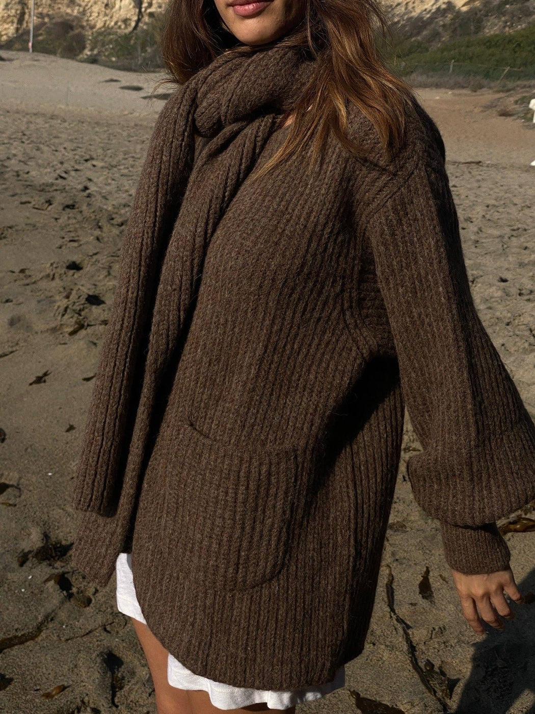 Dylan Knitted Alpaca Coat | Umber