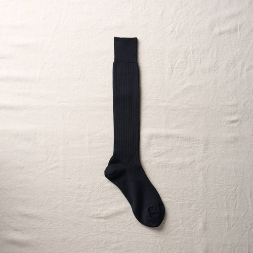 Organic Cotton Ribbed Knee Socks | Black