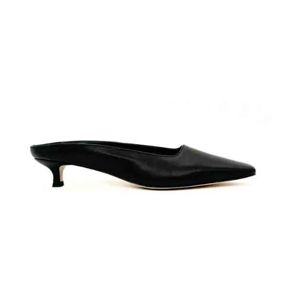 Mona Square Toe Kitten Heel | Black