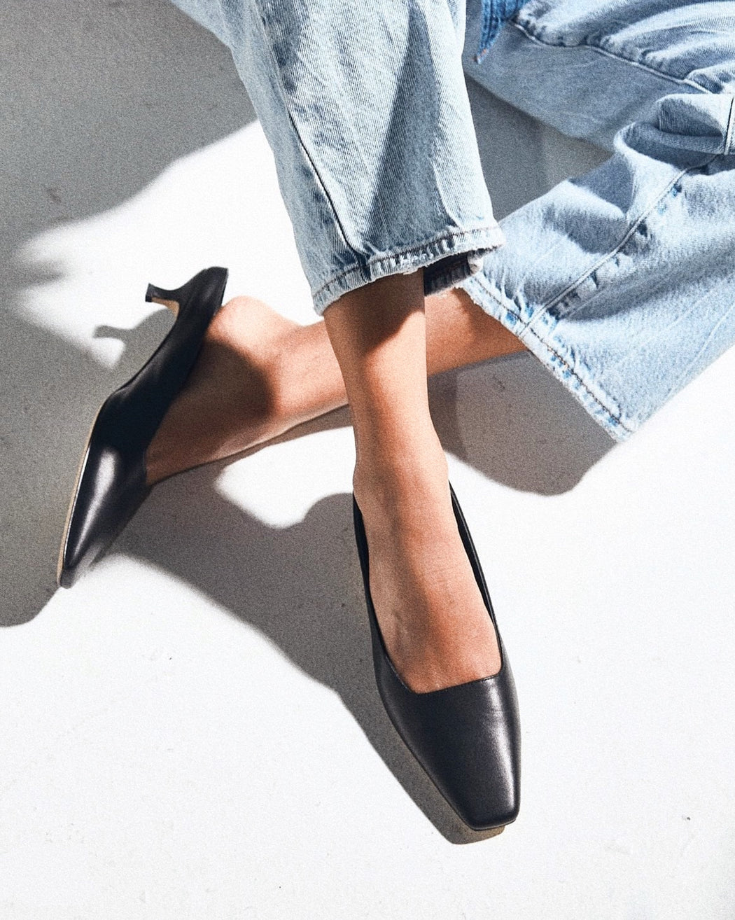 Mona Square Toe Kitten Heel | Black