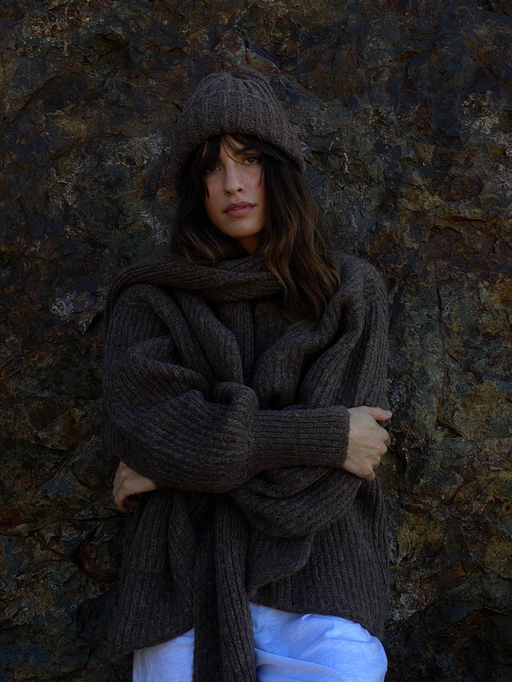 CeCe Knitted Alpaca Scarf | Ash