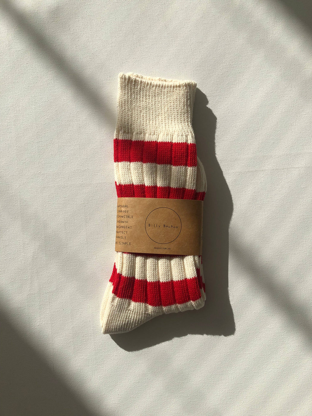 STRIPE HIGH SOCKS | Red & Off White