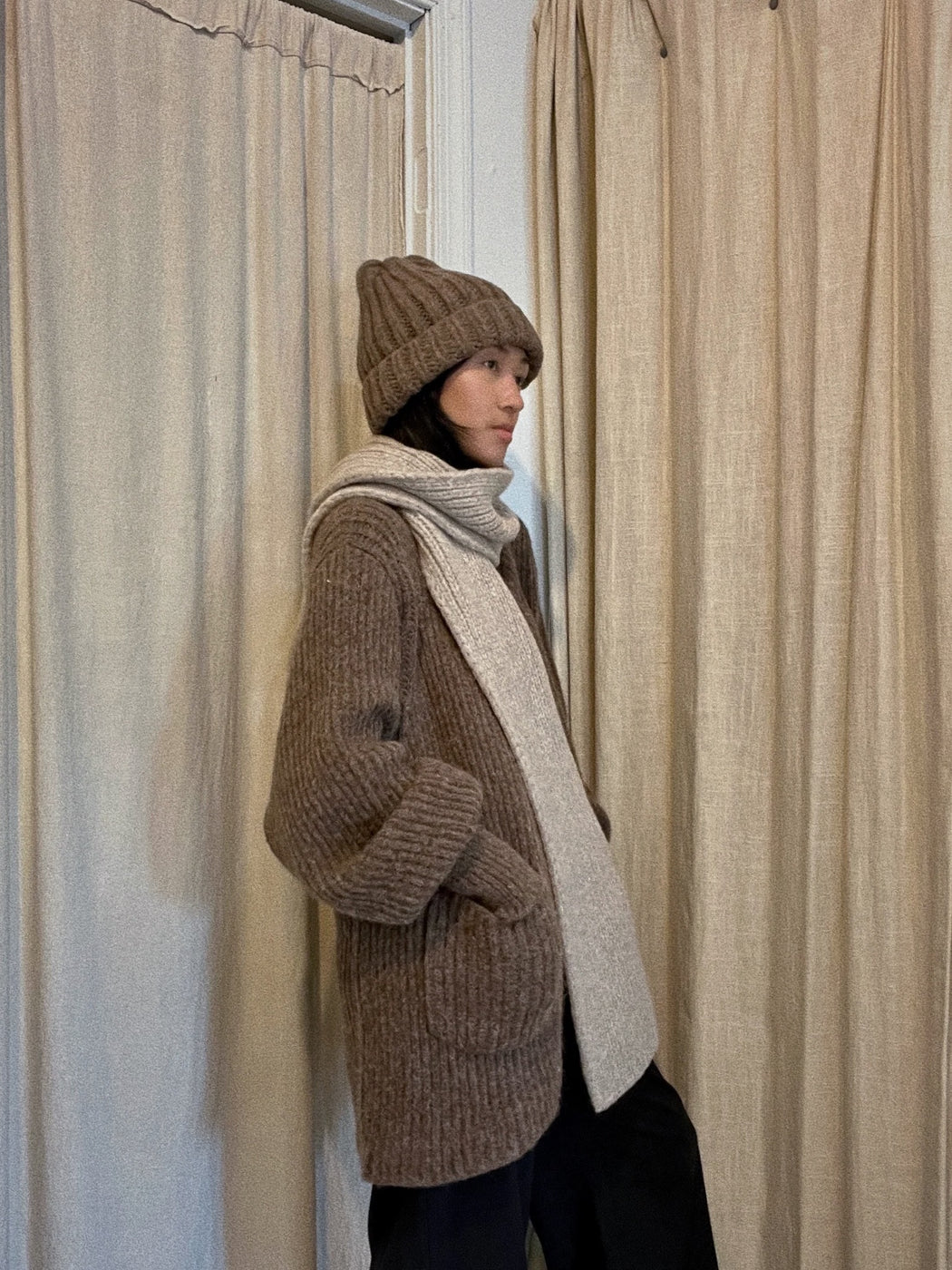 Dylan Knitted Alpaca Coat | Umber