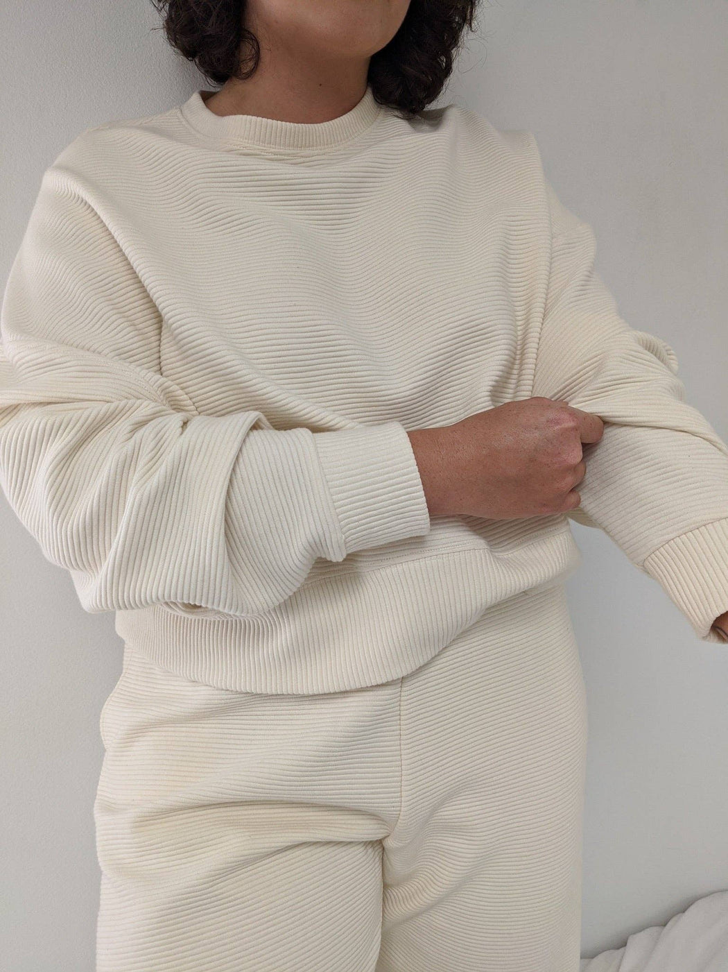 Na Nin | Margot Rippled Cotton Cropped Sweatshirt | Cream | Plus Size | Hazel & Rose | Minneapolis