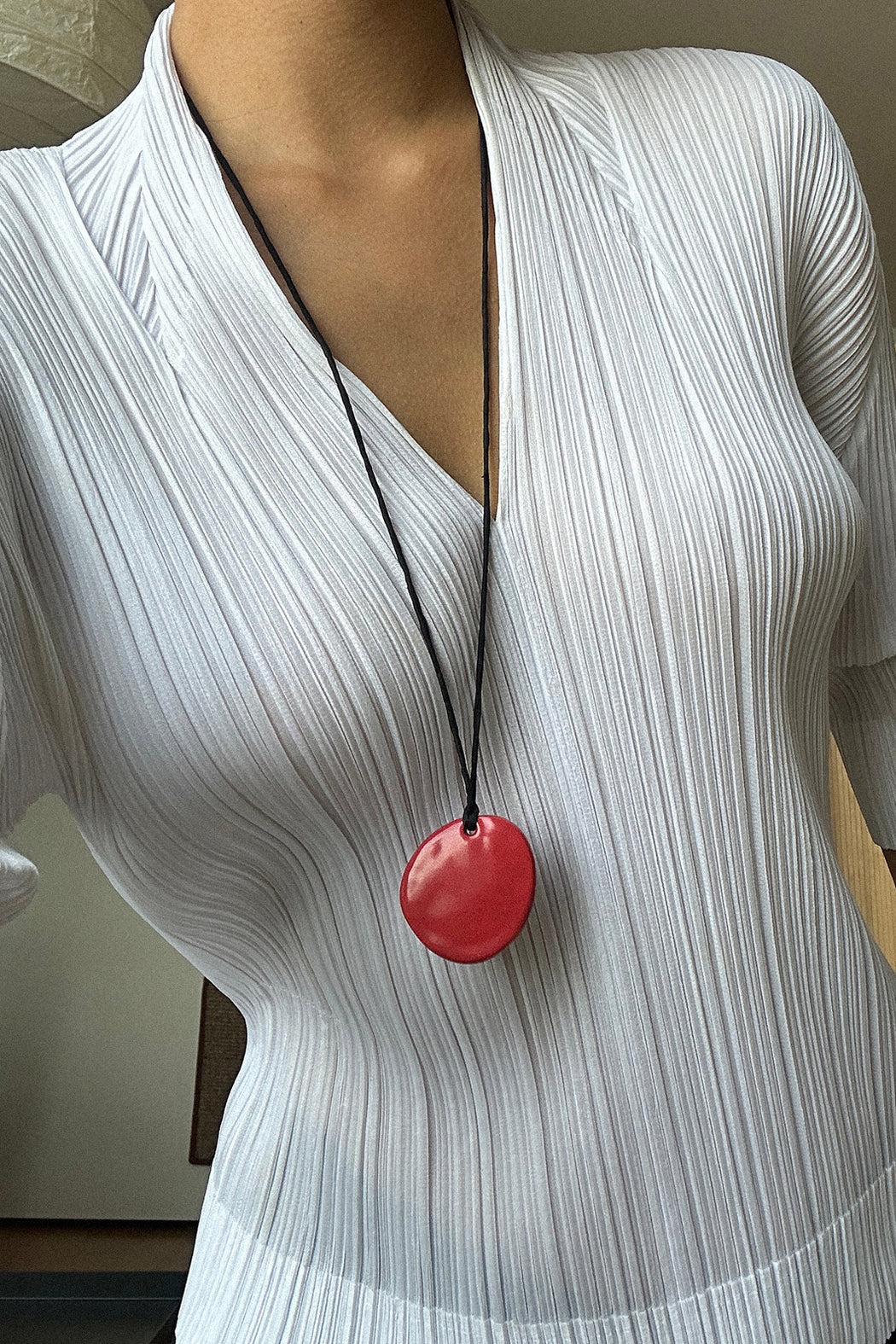 Brea Porcelain Pendant Necklace | Poppy Red