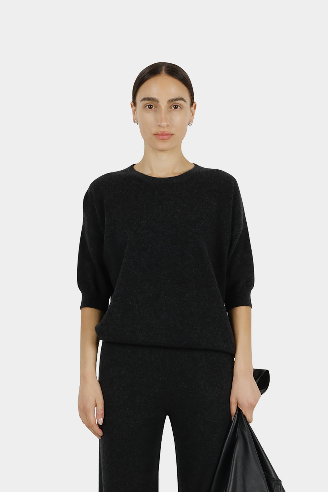 Modern Weaving | Cashmere Boyfriend Tee | Black Melange | Hazel & Rose | Minneapolis