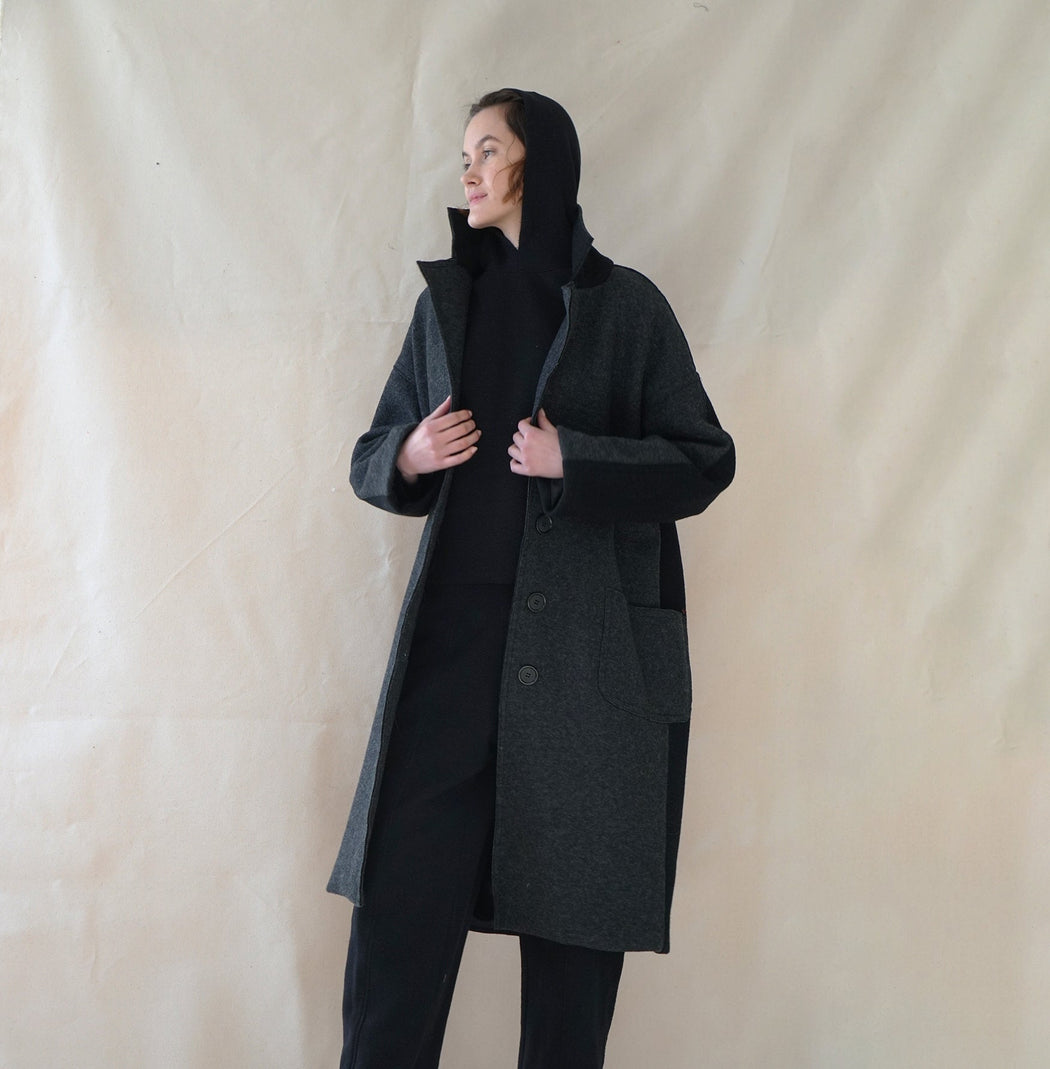 Coming & Going Coat | Black & Charcoal