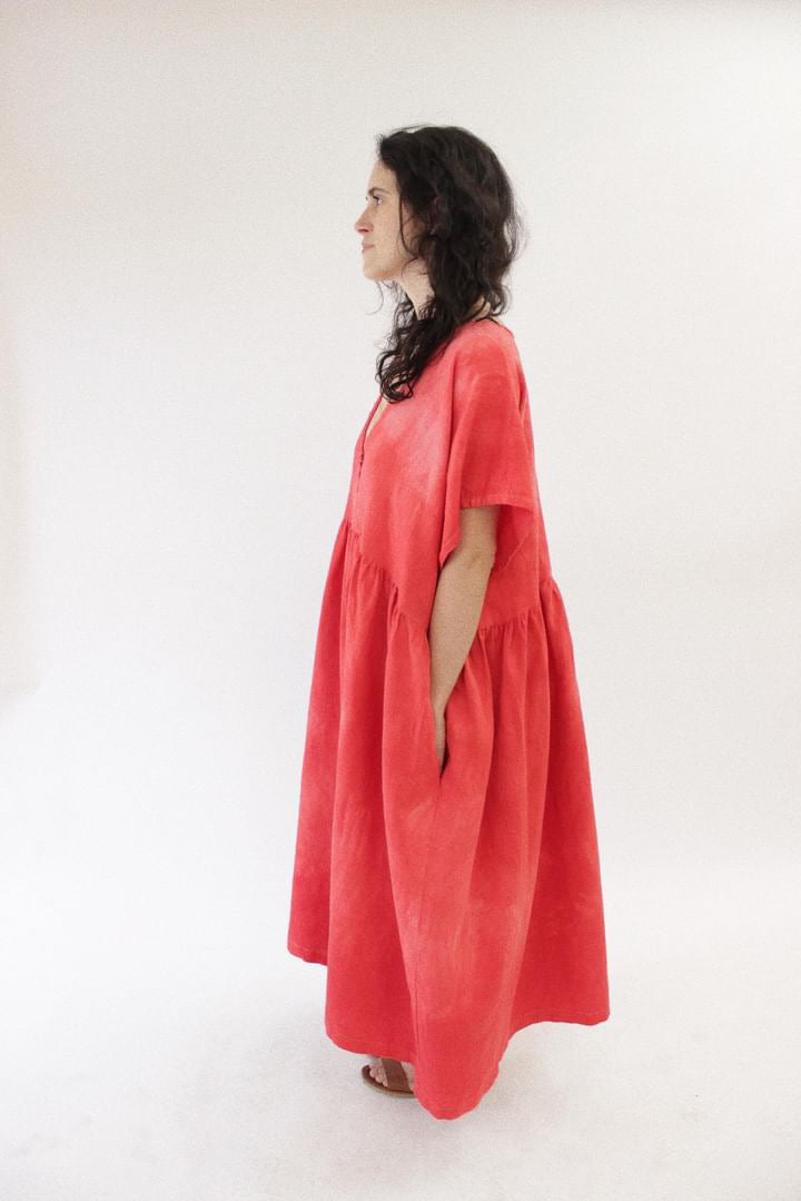 The Deep V Dress | Dyed Red