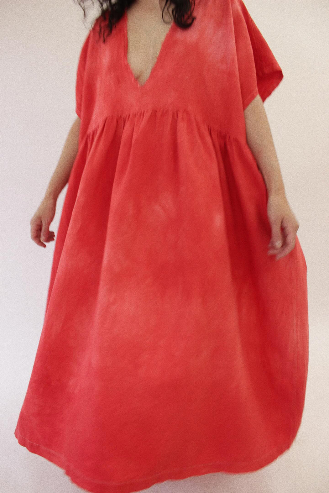 The Deep V Dress | Dyed Red