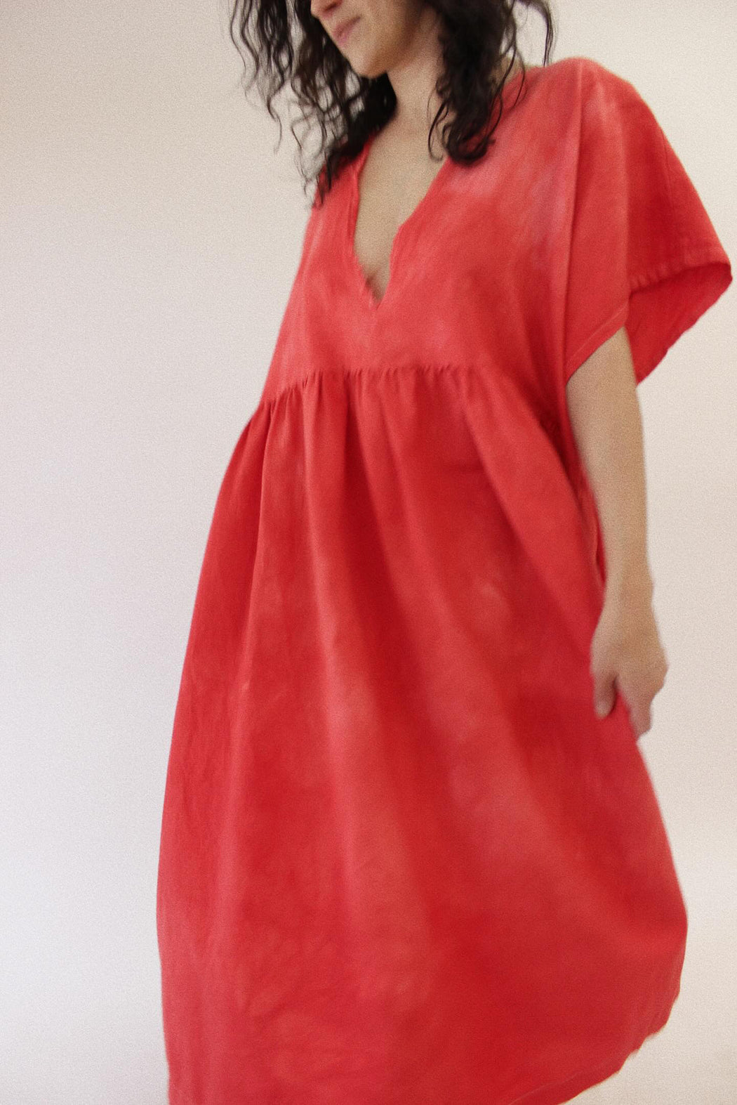 The Deep V Dress | Dyed Red