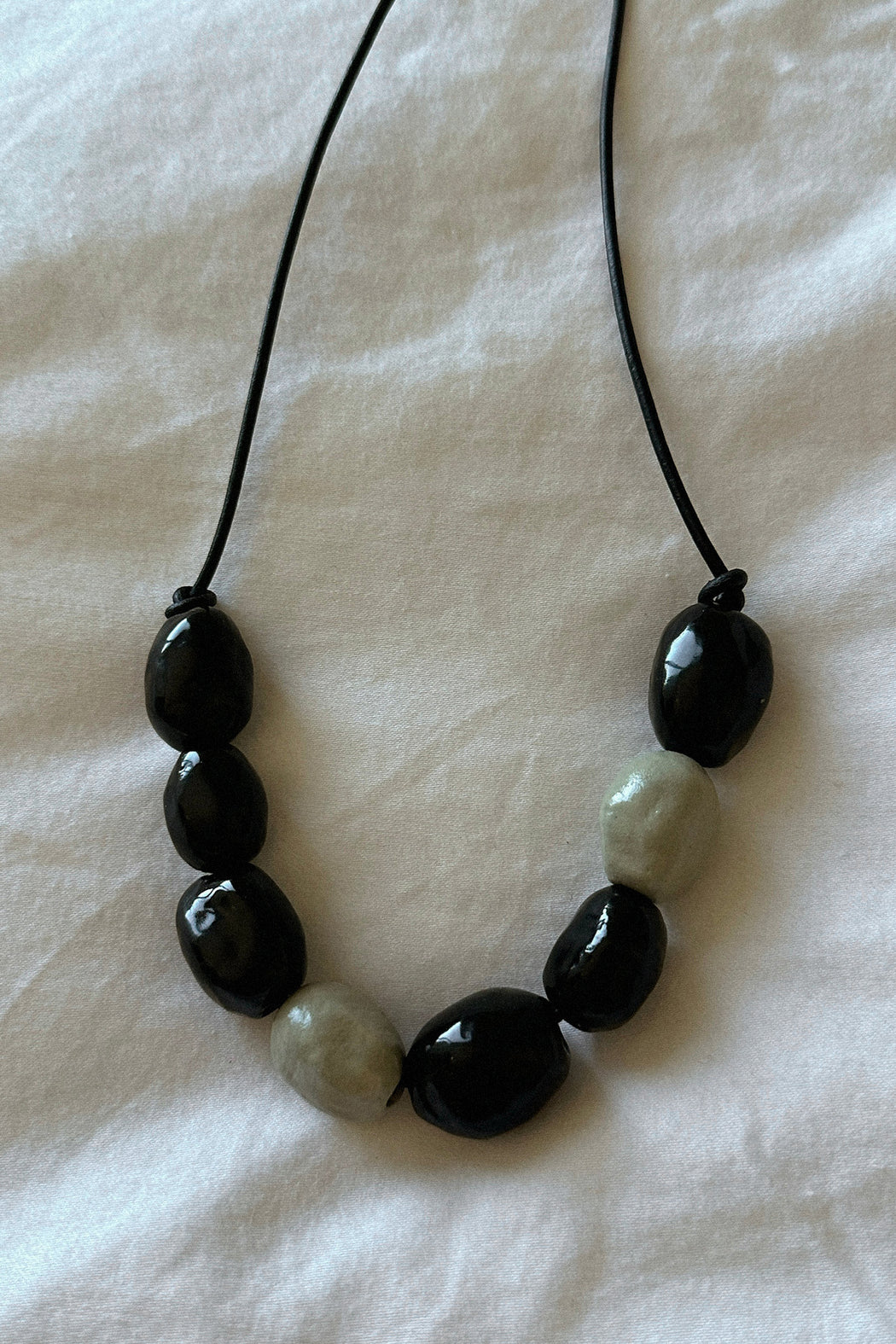 Kalamata 8 Beaded Porcelain Necklace | Pebble