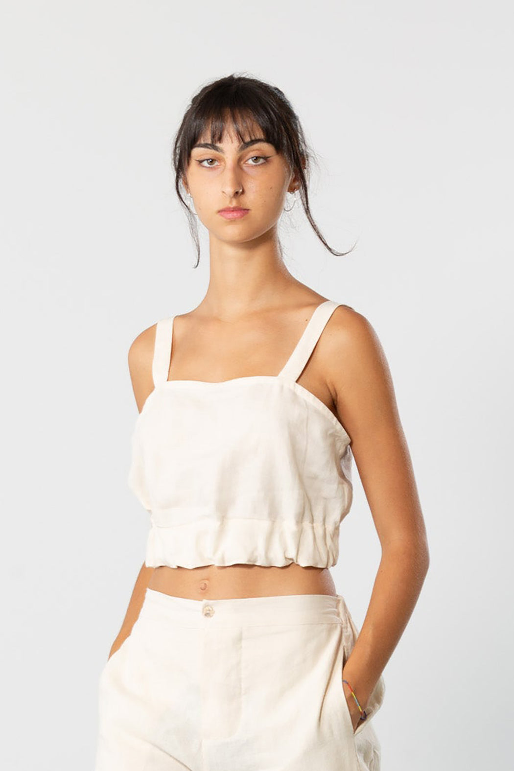 Limo | Elasticated Crop Top | Bone | Hazel & Rose | Minneapolis