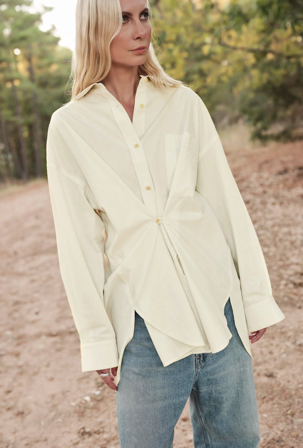 MAMENE | Phoebe Wrap Shirt in Poplin | Butter | Plus Size | Minneapolis | Minnesota