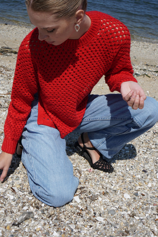 Proche | CHUNKY POINTELLE JUMPER | RED | Hazel & Rose | Minneapolis