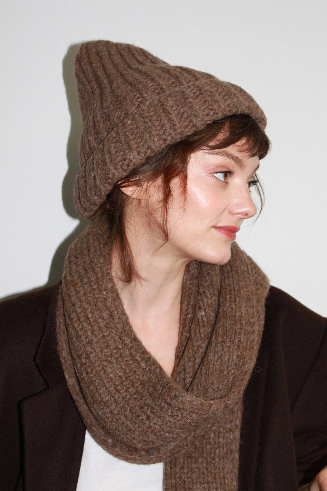 Frankie Knitted Alpaca Hat | Umber