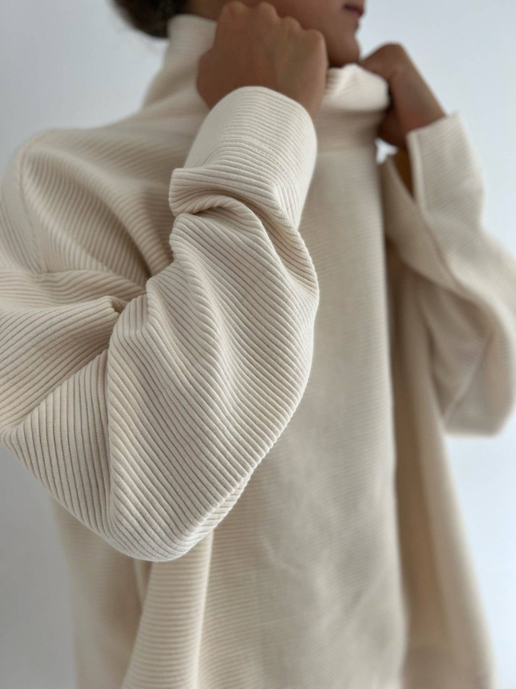 Mia Rippled Cotton Pullover | Cream