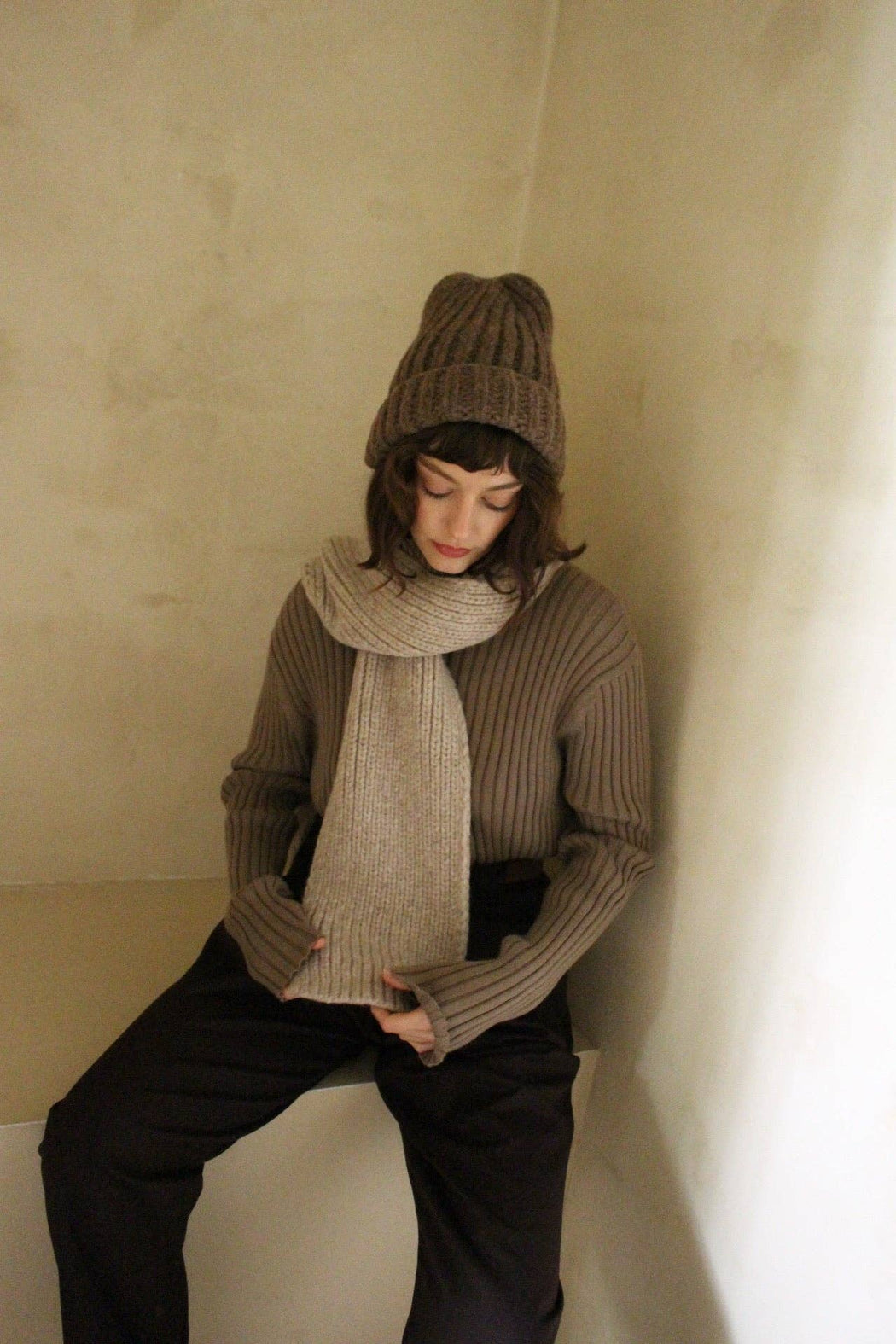 Frankie Knitted Alpaca Hat | Umber