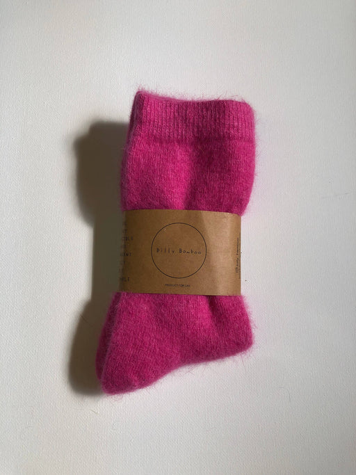 FLUFFY ANGORA SOCKS | Pink Ruby