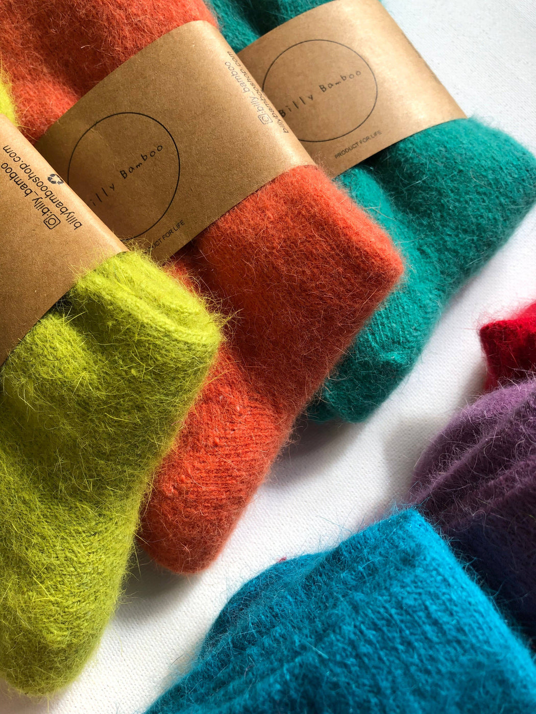 FLUFFY ANGORA SOCKS | Orange Diamond