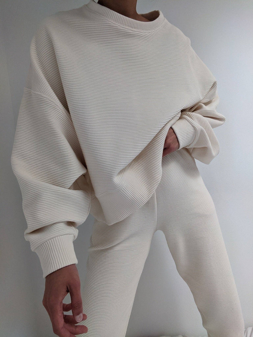 Na Nin | Margot Rippled Cotton Cropped Sweatshirt | Cream | Plus Size | Hazel & Rose | Minneapolis