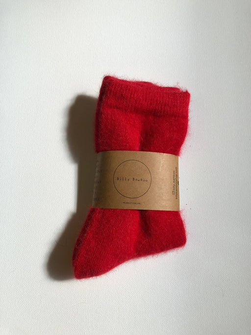 FLUFFY ANGORA SOCKS | Red Ruby